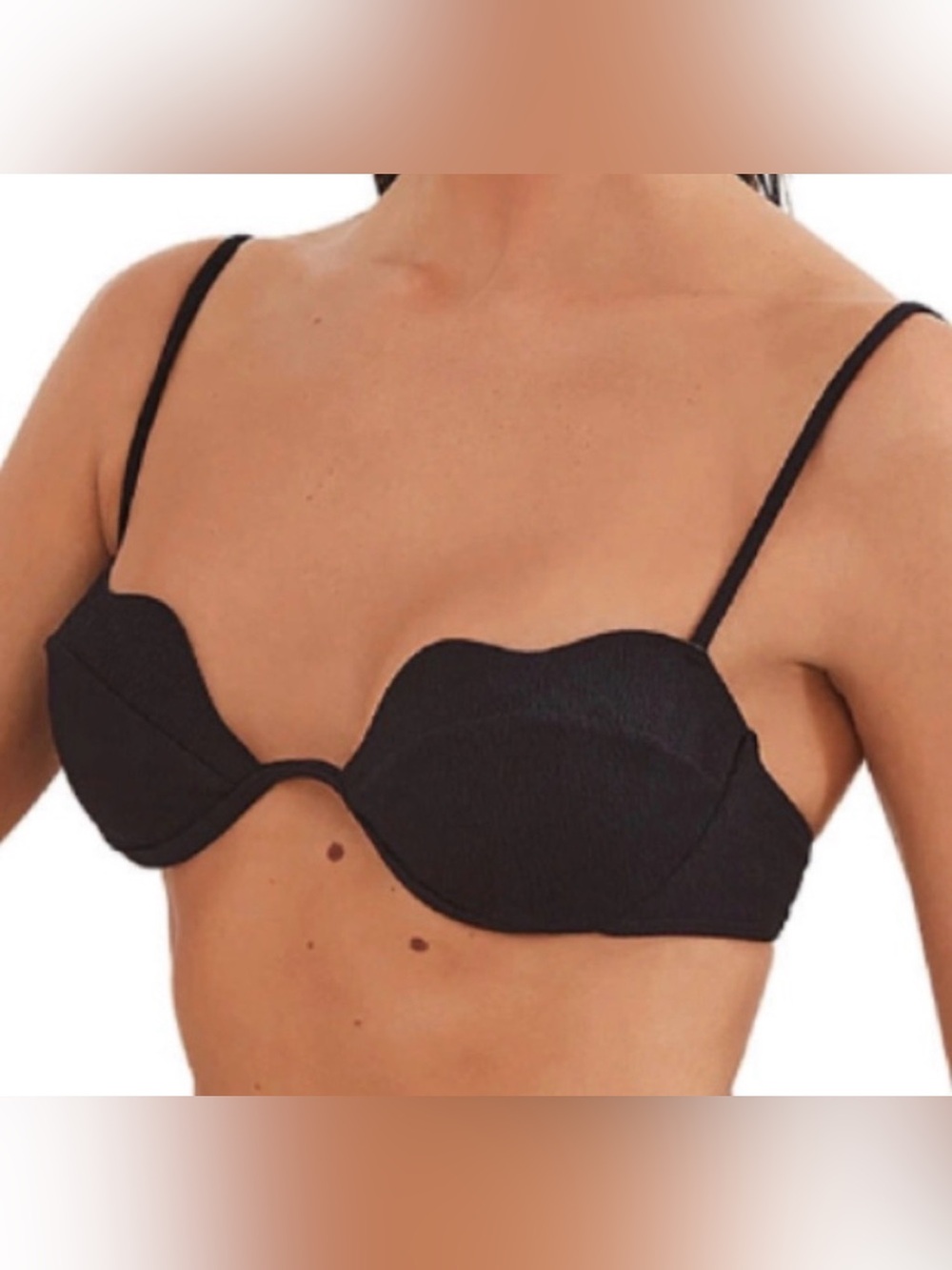 NWT ViX Paula Hermanny Firenze Lou Bikini Top Black L Underwire Luxury Swim $148